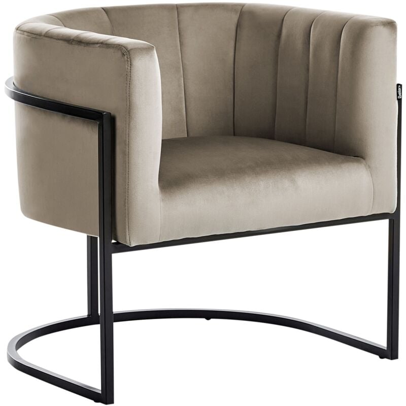 Beliani - Chaise d'Appoint Hollywood Glam Moderne Structure Métal Noir Revêtement Velours Taupe Larvik ii