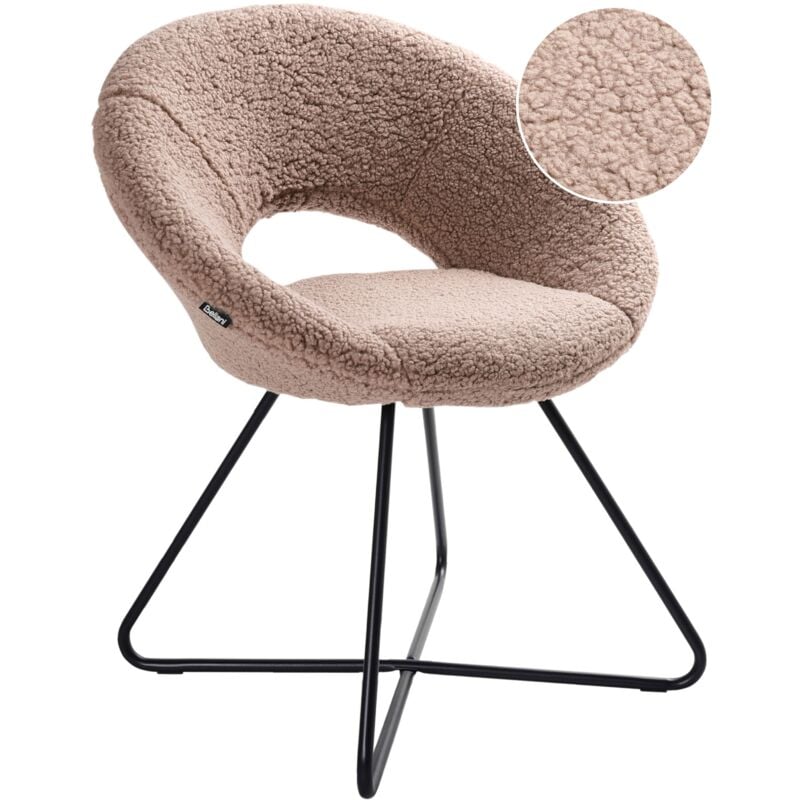Beliani - Chaise d'Appoint Rétro en Bouclé Sans Accoudoirs Base Cadre en Acier Noir Taupe Rachel