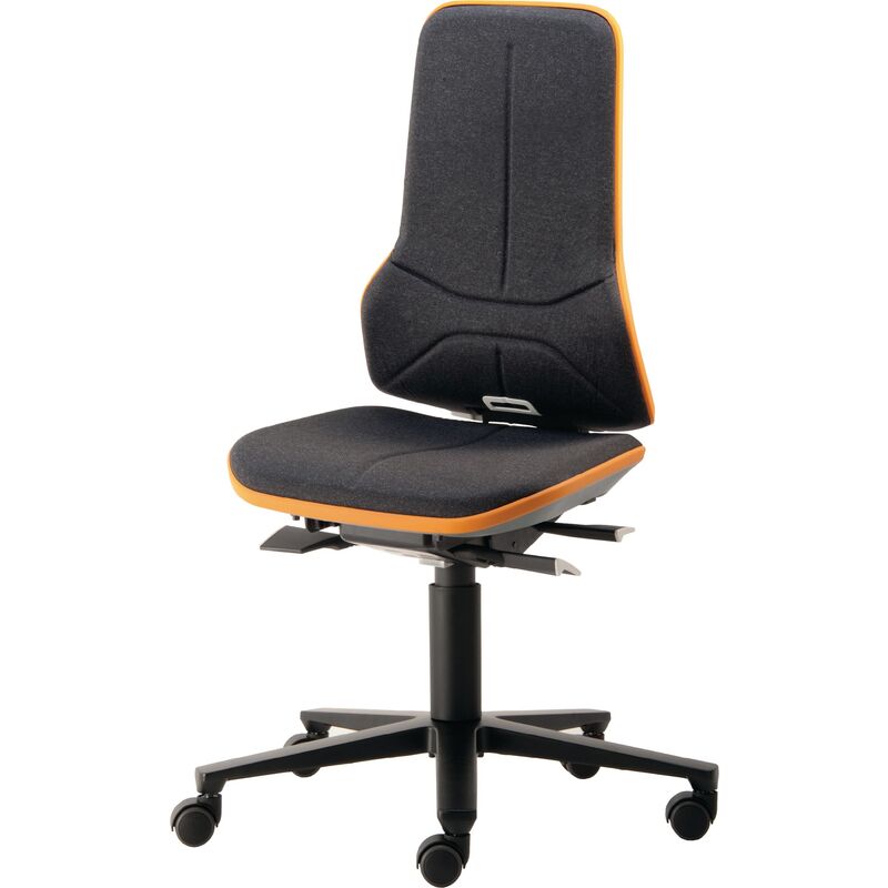 Chaise d'atelier pivotante Neon rouleaux sans élément rembourrage orange 450-620 mm contact permanent