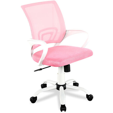 Chaise d'étude pour enfants modèle Ribadeo en blanc et rose.
