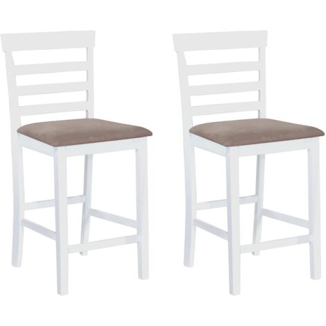 Chaise de bar 2 pcs Bois Blanc et beige