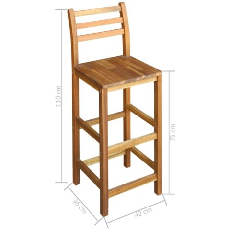 Tabourets de bar 2 pcs Bois d'acacia solide Tabourets de bar 2 pcs Bois d'acacia solide