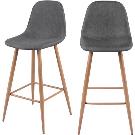Chaise de bar 72.5 cm en tissu (lot de 2) - Fredrik - Gris