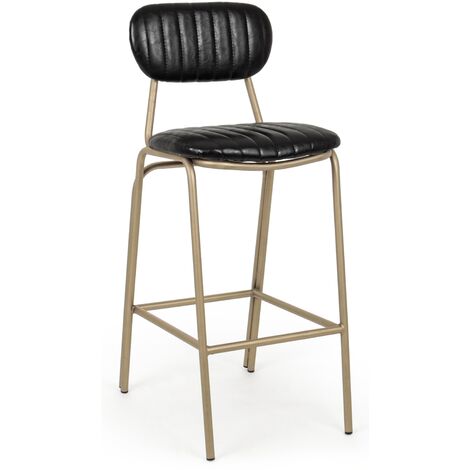 Chaise de bar acier noir et doré Addy hauteur d'assise 73 cm