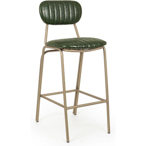 Chaise de bar acier vert et doré Addy hauteur d'assise 73 cm