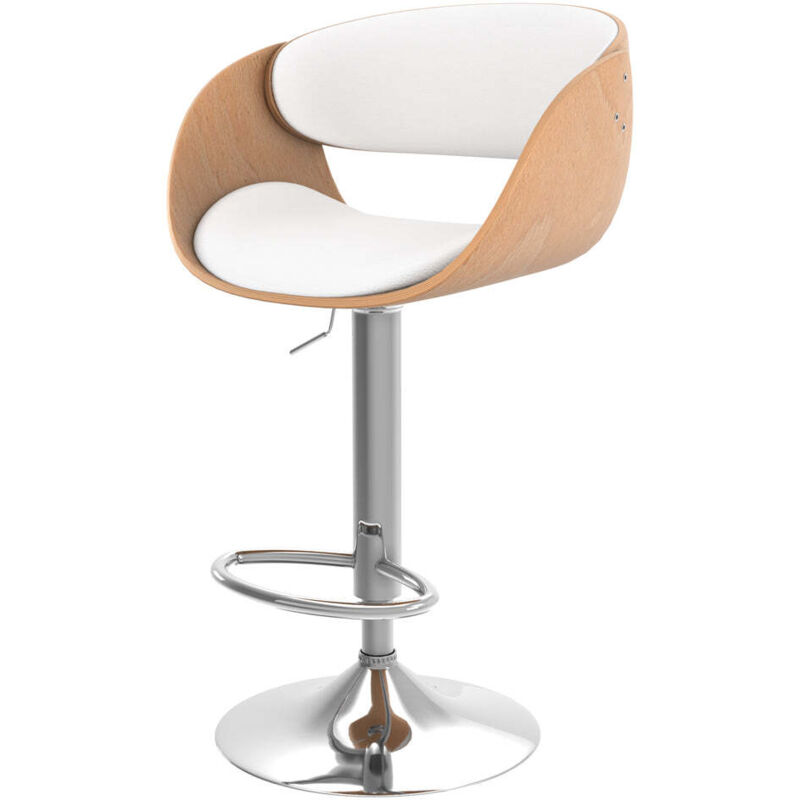Rendez-vous Déco - Chaise de bar réglable en cuir synthétique blanc 62,5/83,5 cm - adelmar