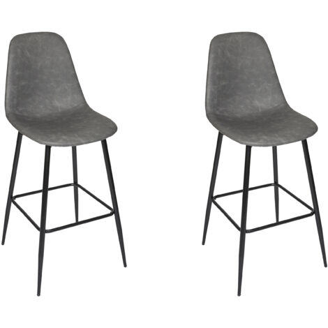 Chaise De Bar Amber Gris - Lot De 2