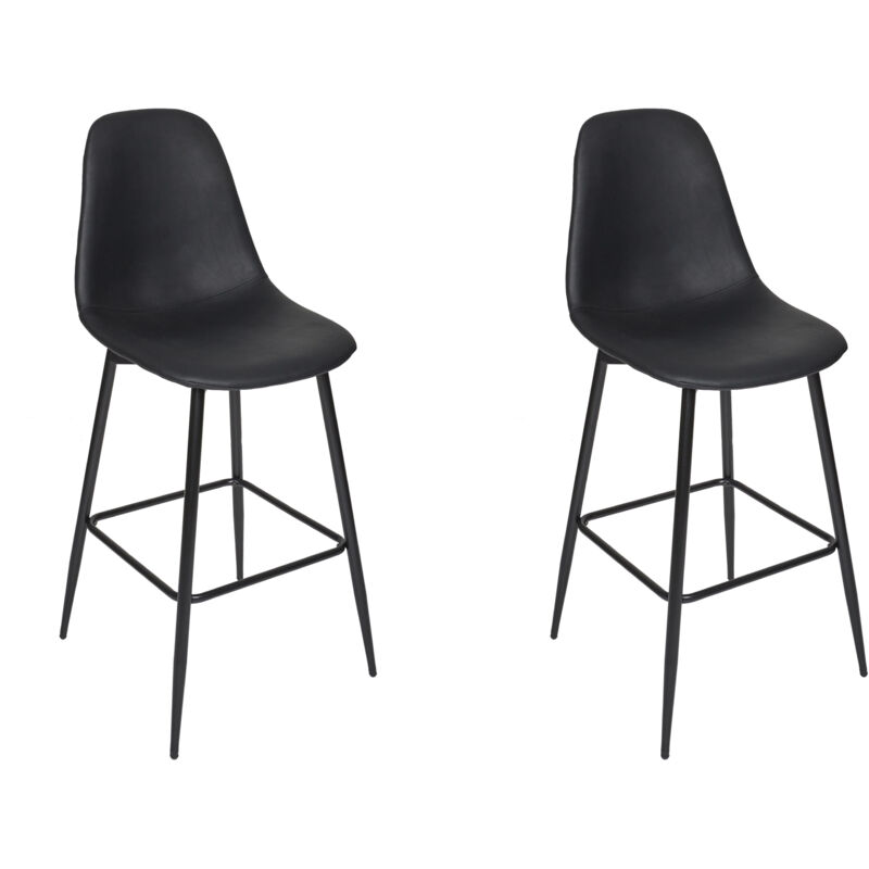 The Home Deco Factory – Chaise de bar Amber noir – Lot de 2 – Matériaux de haute qualité – Design moderne et épuré – Confort optimal pour longues
