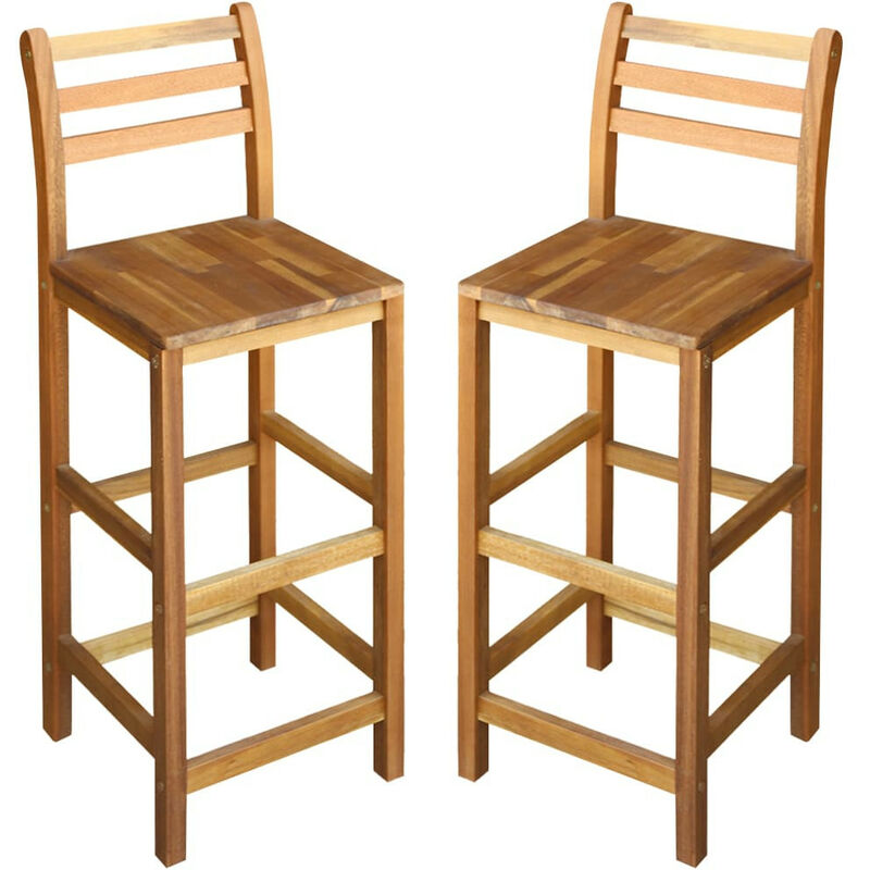 Chaise de bar bois massif clair Poka - Lot de 2 Chaise de bar bois massif clair Poka - Lot de 2