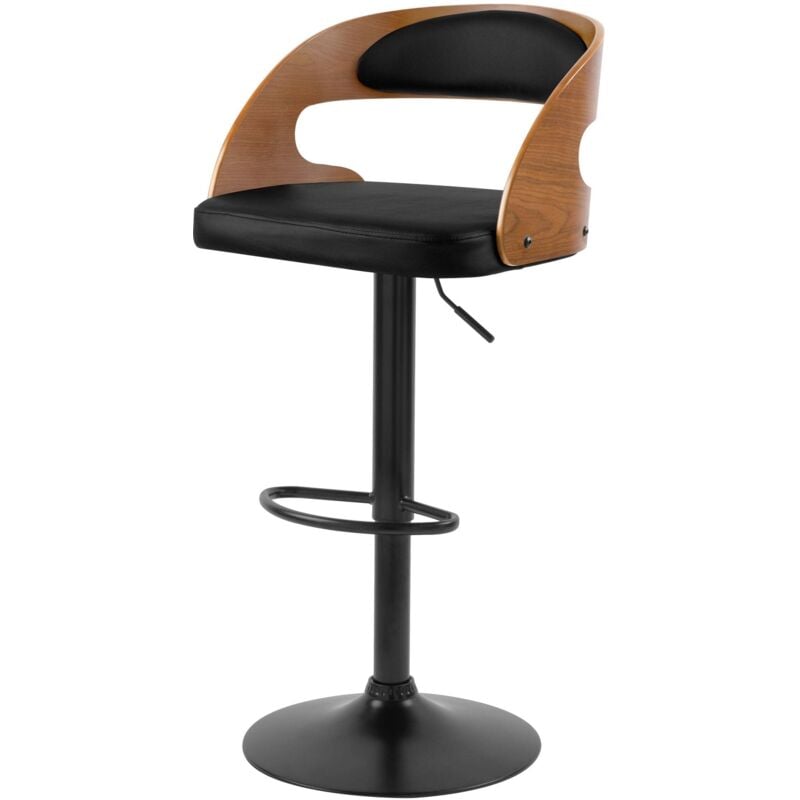 Rendez-vous Déco - Chaise de bar réglable 62/84 cm en cuir synthétique noir - louis