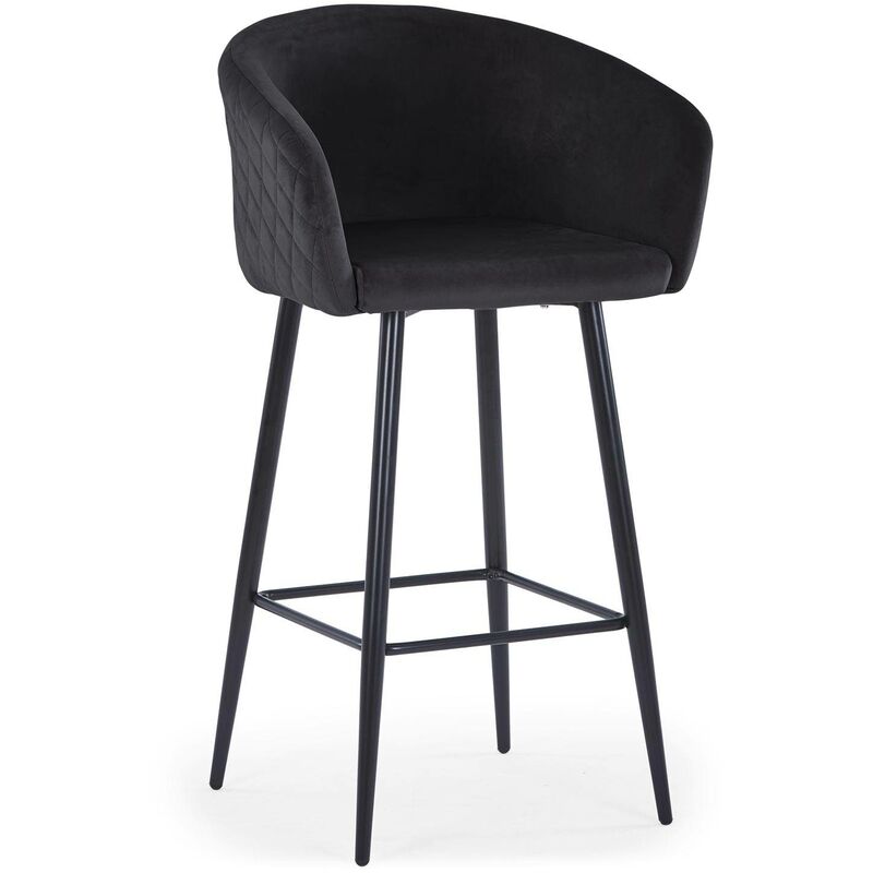 cotecosy - chaise de bar bobby velours noir - noir