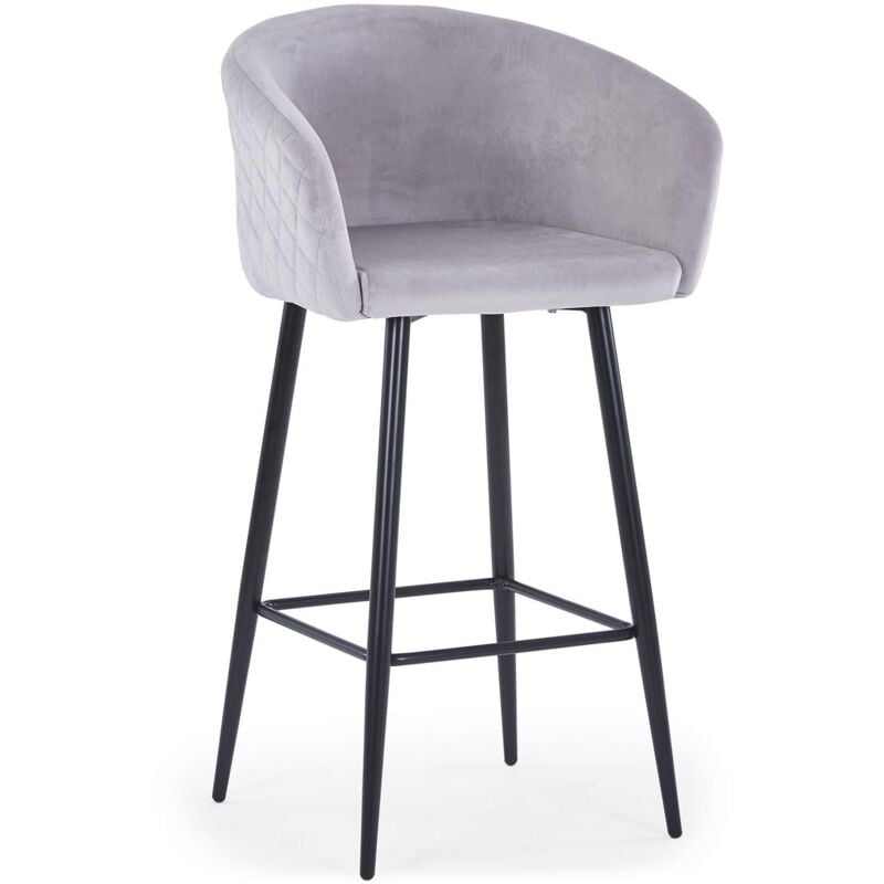 Chaise de bar Bobby Velours Argent