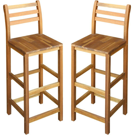 Chaise de bar bois massif clair Poka - Lot de 2