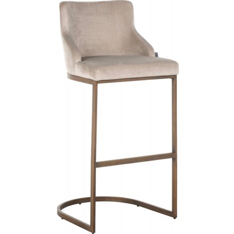Chaise de bar Bolton CHR - Taupe et pieds brossés or
