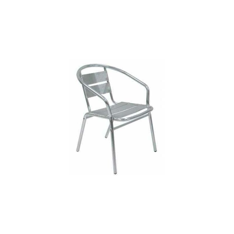 Chaise en aluminium 54x59x74 cm avec accoudoirs et dossier double bande pour bar de jardin pub