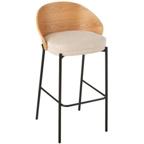 Chaise de Bar Design "Lone" 97cm Naturel & Beige