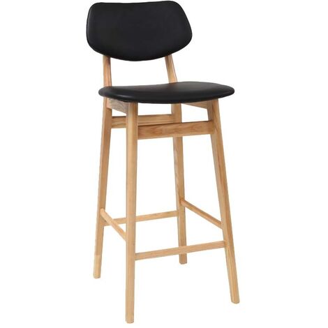 Chaise de bar design noir et bois naturel 65 cm NORDECO - Noir