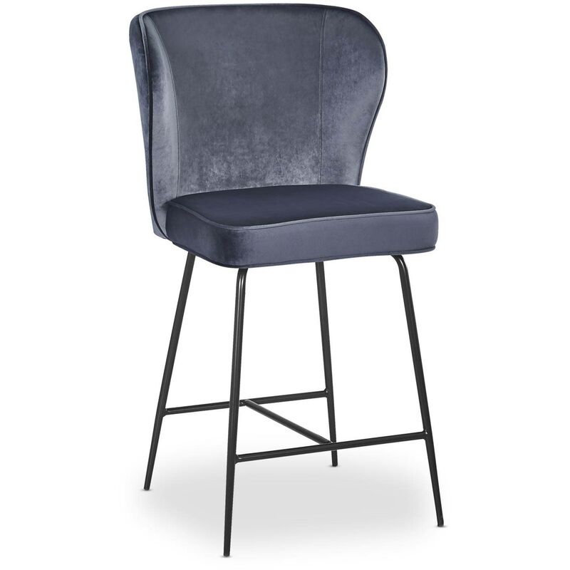 cotecosy - chaise de bar elsa velours gris - gris