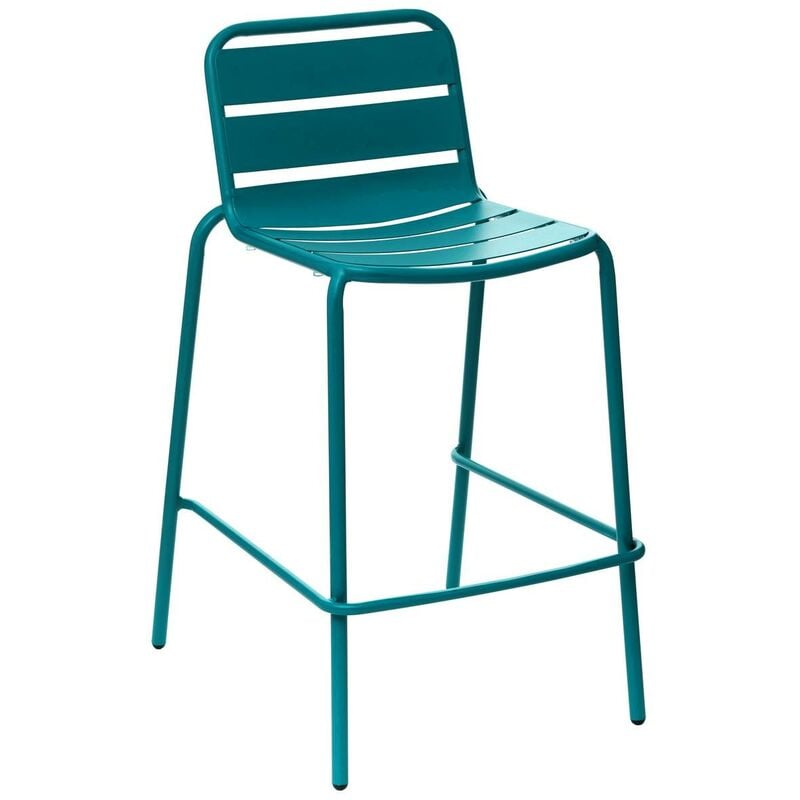 Hesperide - Chaise de bar empilable Phuket bleu canard en acier traité époxy - Hespéride