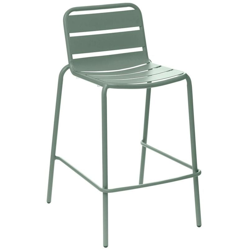 Hesperide - Chaise de bar empilable Phuket vert olive en acier traité époxy - Hespéride