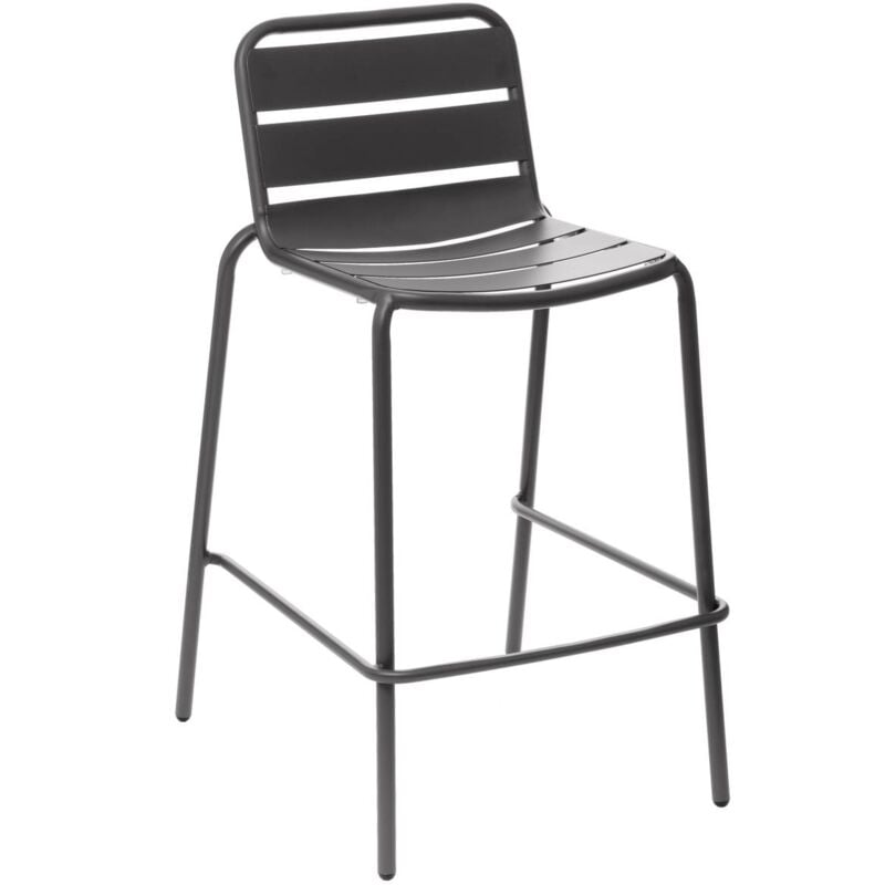 Chaise de bar empilable Phuket graphite en acier traité époxy - Hespéride