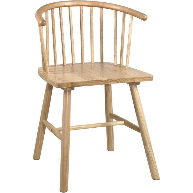 Chaise de bar en bois d'hévéa massif, teinte claire, style bistro vintage rétro, style western Windsor MINO (bois naturel)