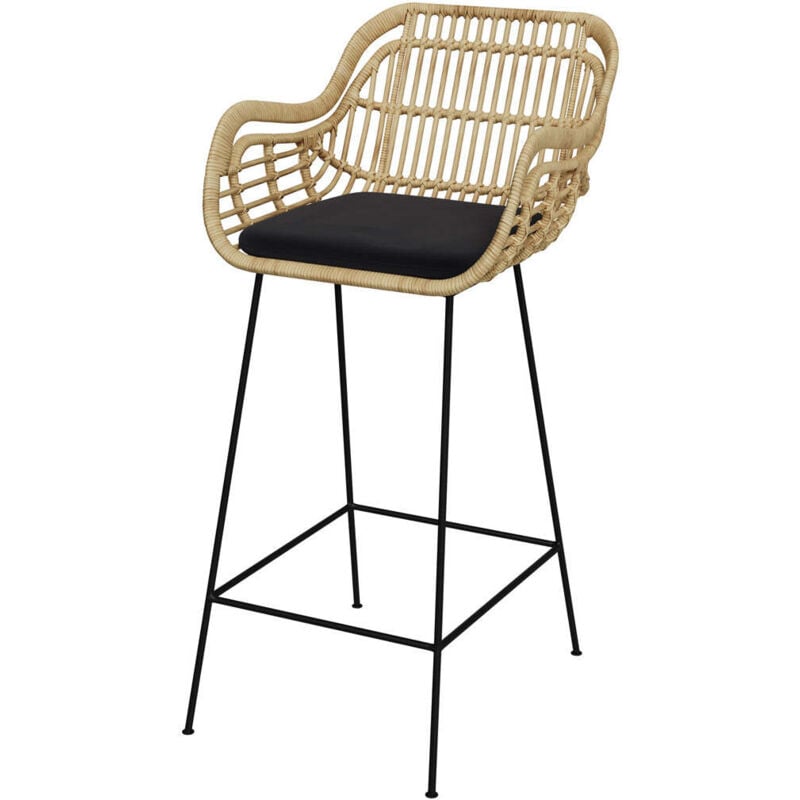 Rendez-vous Déco - Chaise de bar en rotin naturel et pieds en métal noir 71 cm - chiloe
