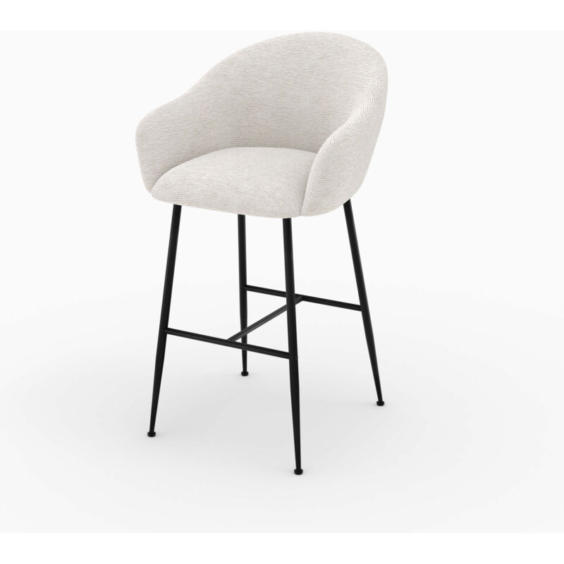 Rendez-vous Déco - Chaise de bar en tissu blanc chiné 76 cm - socky