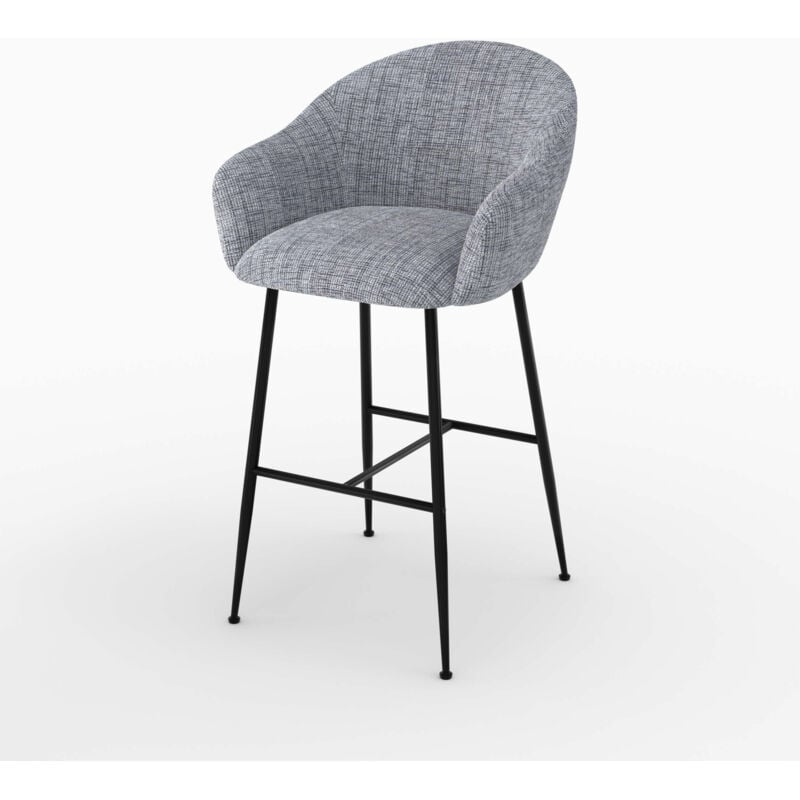 Chaise de bar en tissu gris chiné 76 cm - SOCKY