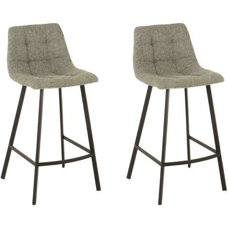 Chaise de bar en tissu et en métal noir (lot de 2) - OLIVIA