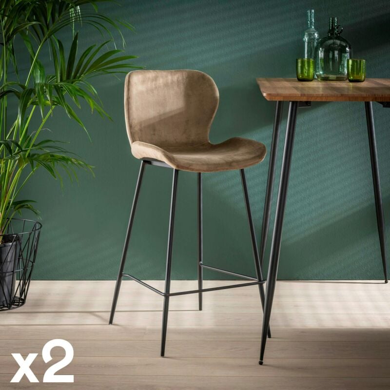 Pier Import - Chaise de bar en velours sable melbourne (lot de 2)