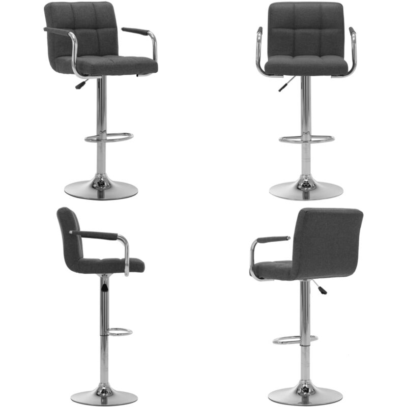 Vidaxl - Chaise de bar Gris foncé Tissu - Chaises De Bar - Tabouret De Comptoir - Chaise Contemporaine - Chaise Ajustable - Chaise Pivotante - Home &