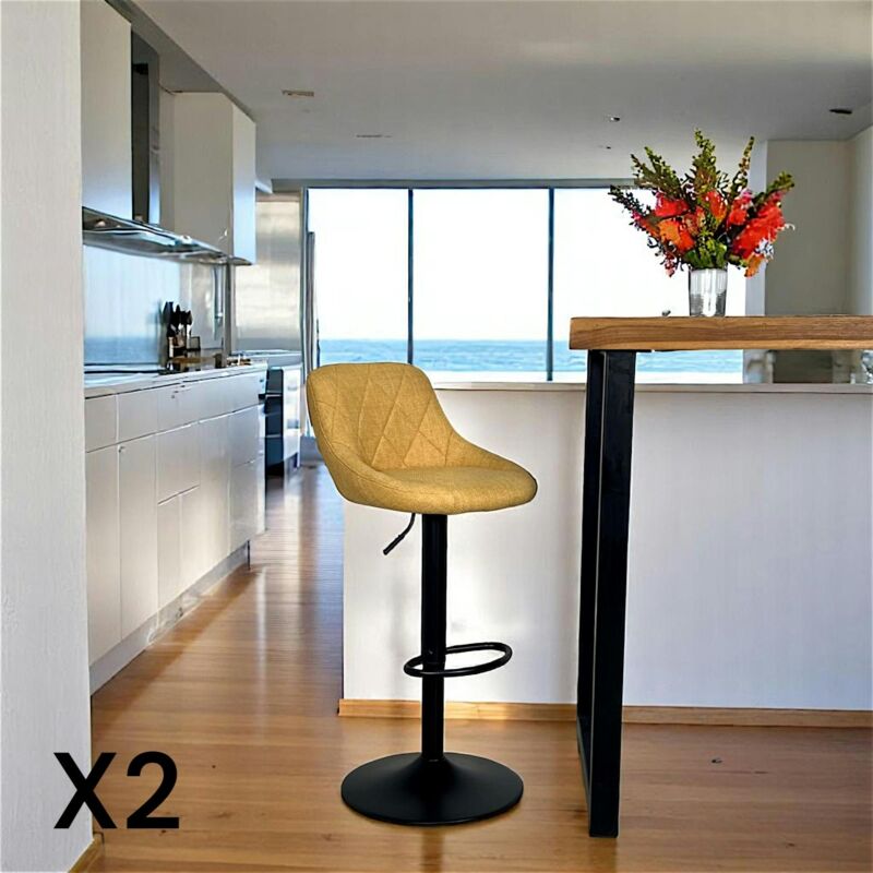 Pier Import - Chaise de bar hauteur réglable tissu moutarde (lot de 2) malmoe