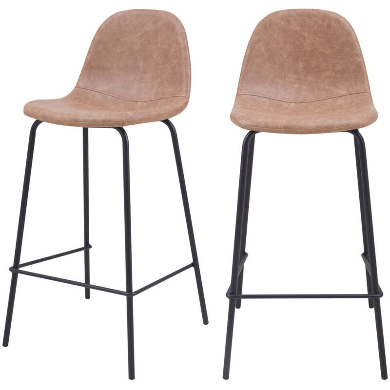 Rendez-vous Déco - Lot de 2 chaises pour îlot central 65 cm en cuir synthétique taupe - henrik