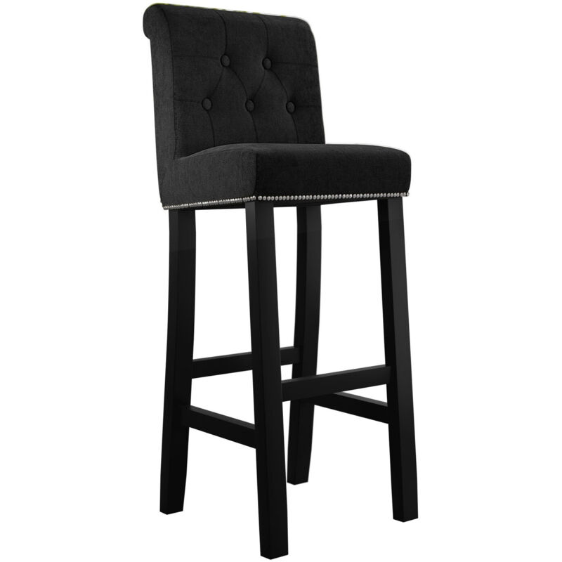 Mobilier1 - Chaise de bar Jackson 100, Noir + Magic Velvet 2219, 107x40x47cm, Tapisserie, En bois