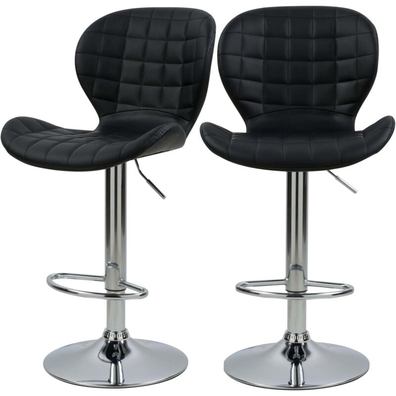 Rendez-vous Déco - Lot de 2 chaises de bar réglables 53/74 cm en cuir synthétique noir - mazzia