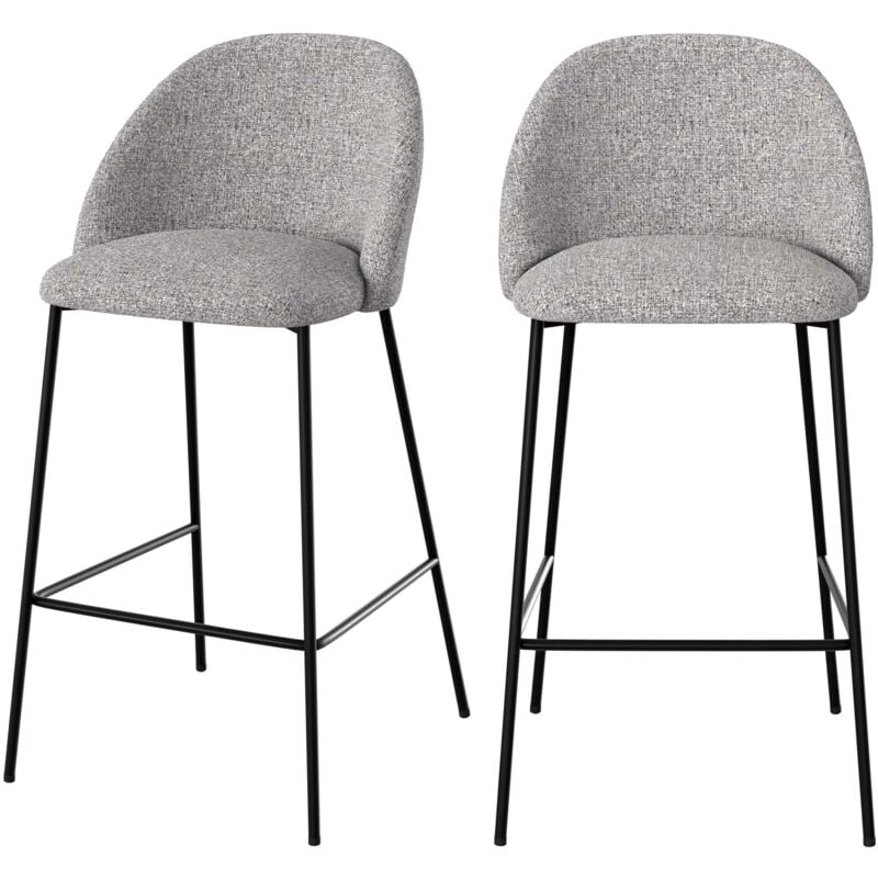 Rendez-vous Déco - Lot de 2 chaises pour îlot central 66 cm en tissu chiné gris clair - karl