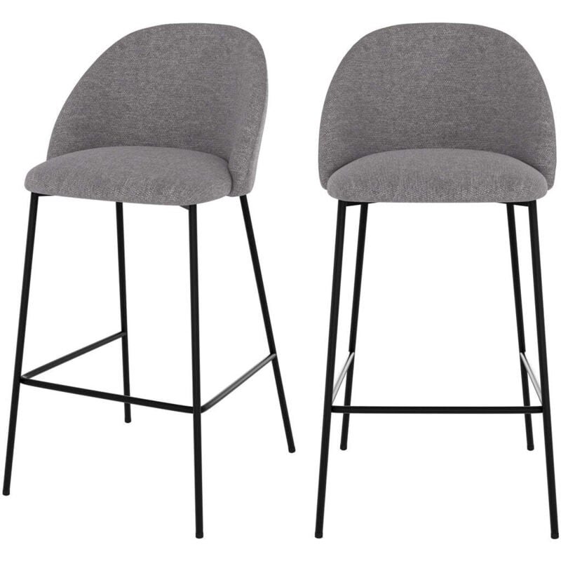 Rendez-vous Déco - Lot de 2 chaises pour îlot central 66 cm en tissu chiné gris foncé - karl