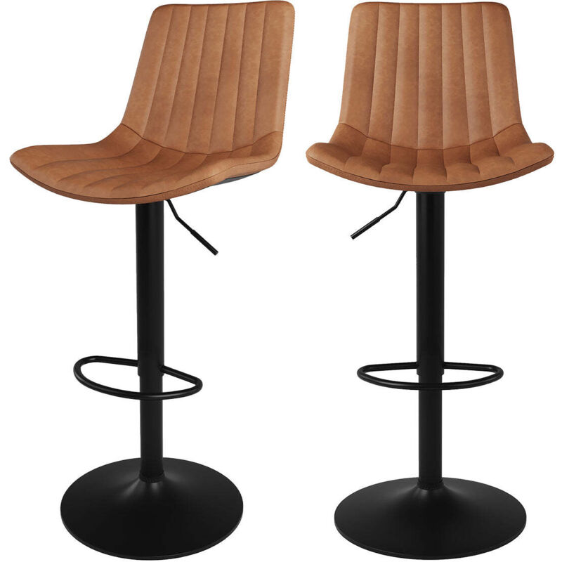 Rendez-vous Déco - Lot de 2 chaises de bar réglables 62,5/83 cm camel en cuir synthétique - killi