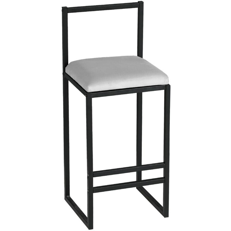 Chaise de bar Koumo H80cm Métal Noir et Velours Blanc crème Chaise de bar Koumo H80cm Métal Noir et Velours Blanc crème