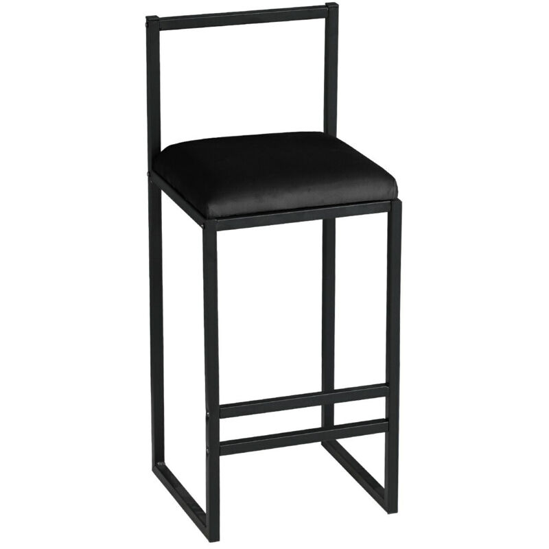 Chaise de bar Koumo H80cm Métal et Velours Noir