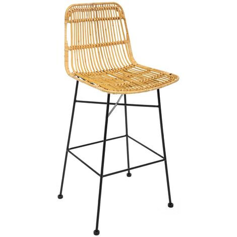 Chaise de bar Kubu métal et rotin - Atmosphera créateur d'intérieur - Beige