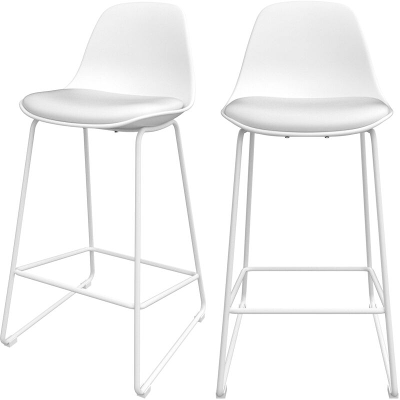 Lot de 2 chaises pour îlot central 65 cm blanches - leni