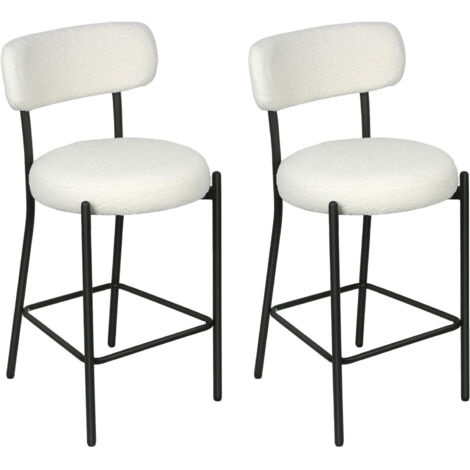 Chaise de Bar Lot de 2 en Peluche Tabouret de Bar Moderne Rembourré avec Pieds en Métal Chaise Huate Bar Confortable pour Îlot et Bar