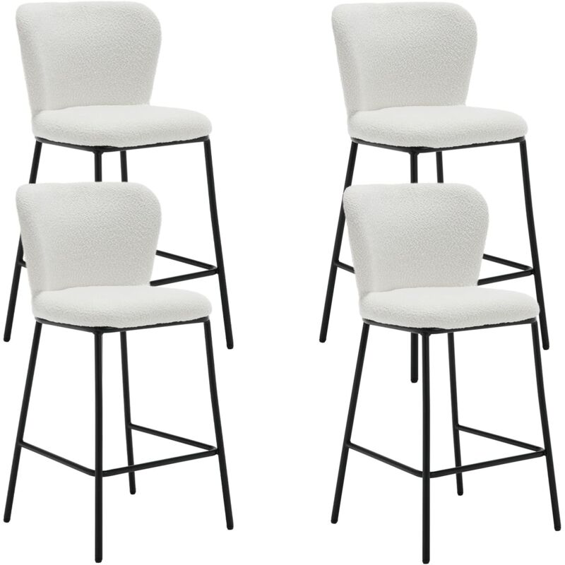 Wahson Office Chairs - Tabouret Bar Lot de 4 Chaise de Bar Moderne avec Dossier Confortable Chaise Haute Bar pour Central Îlot de Cuisine, Fausse