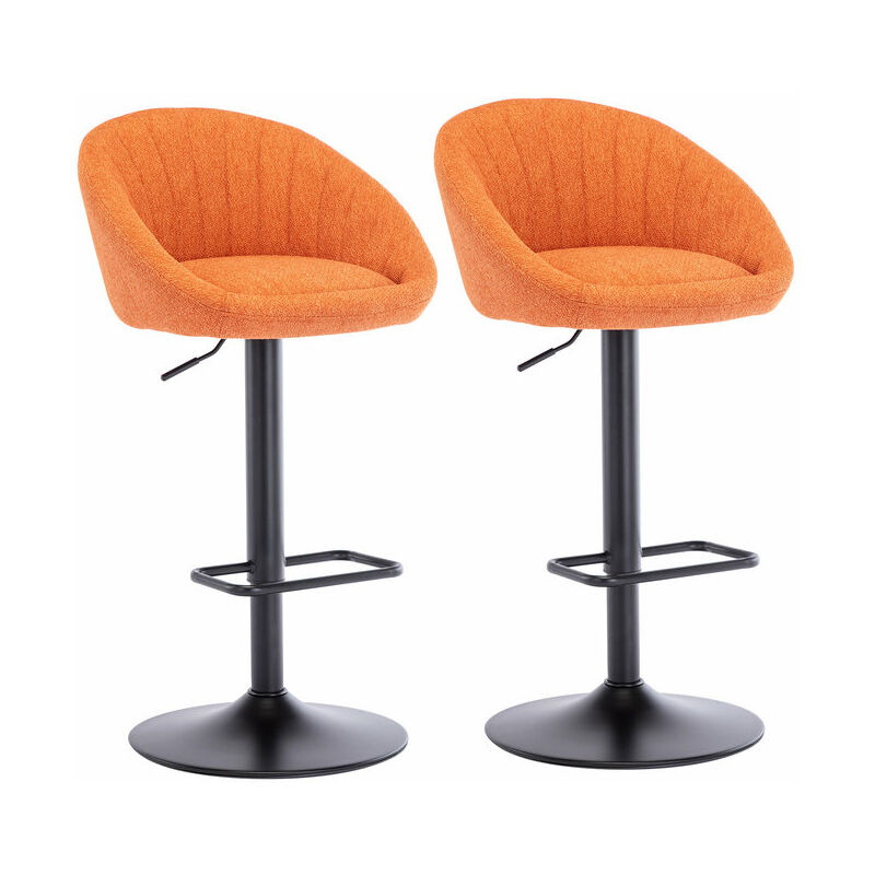 Wahson Office Chairs - Chaise de bar Lot de 2 Tabouret de Bar avec Repose-Pieds Chaise Haute Cuisine Réglable pour Bar, en Tissu, Orange