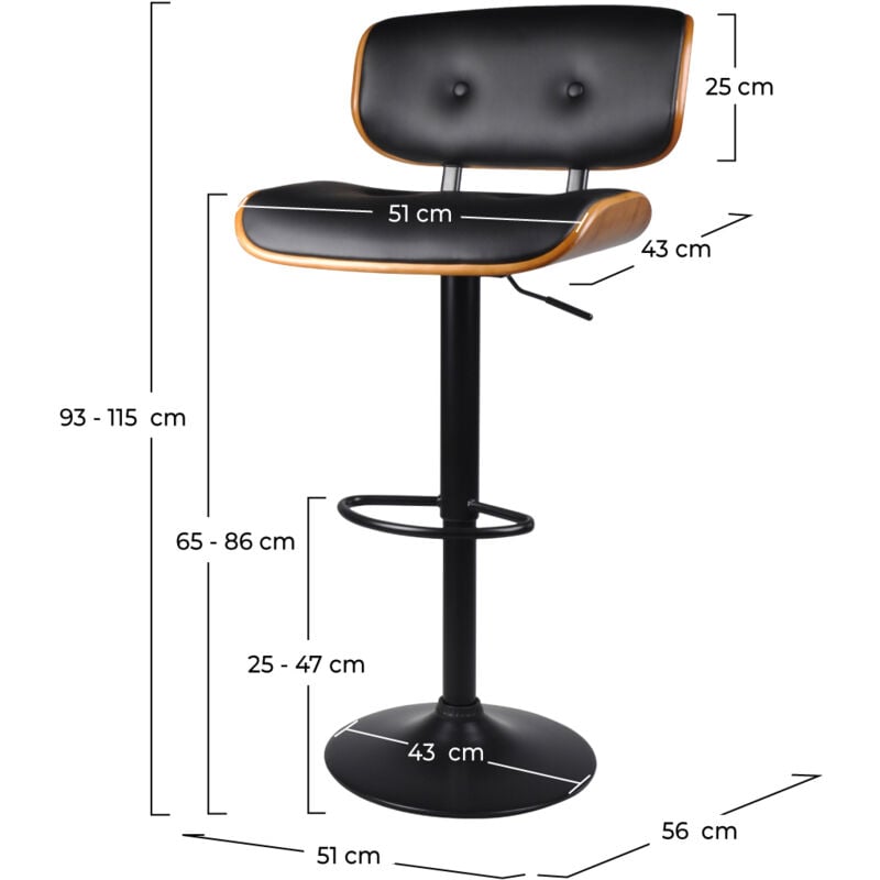 6282 Cm Melchior Noire Chaise De Bar 345RAjLq