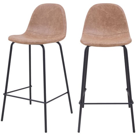 Chaise de bar mi-hauteur Henrik marron clair 65 cm (lot de 2) - Marron Clair