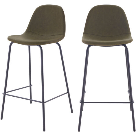 Chaise de bar mi-hauteur Henrik vert kaki 65 cm (lot de 2) - Kaki