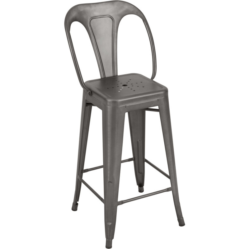 Chaise de bar mi hauteur Indus gris acier 66 cm (lot de 2) Gris Chaise de bar mi hauteur Indus gris acier 66 cm (lot de 2) Gris